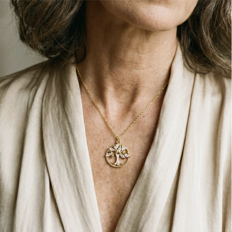 COLLAR ÁRBOL DE LA VIDA CON CIRCONIO EN ORO