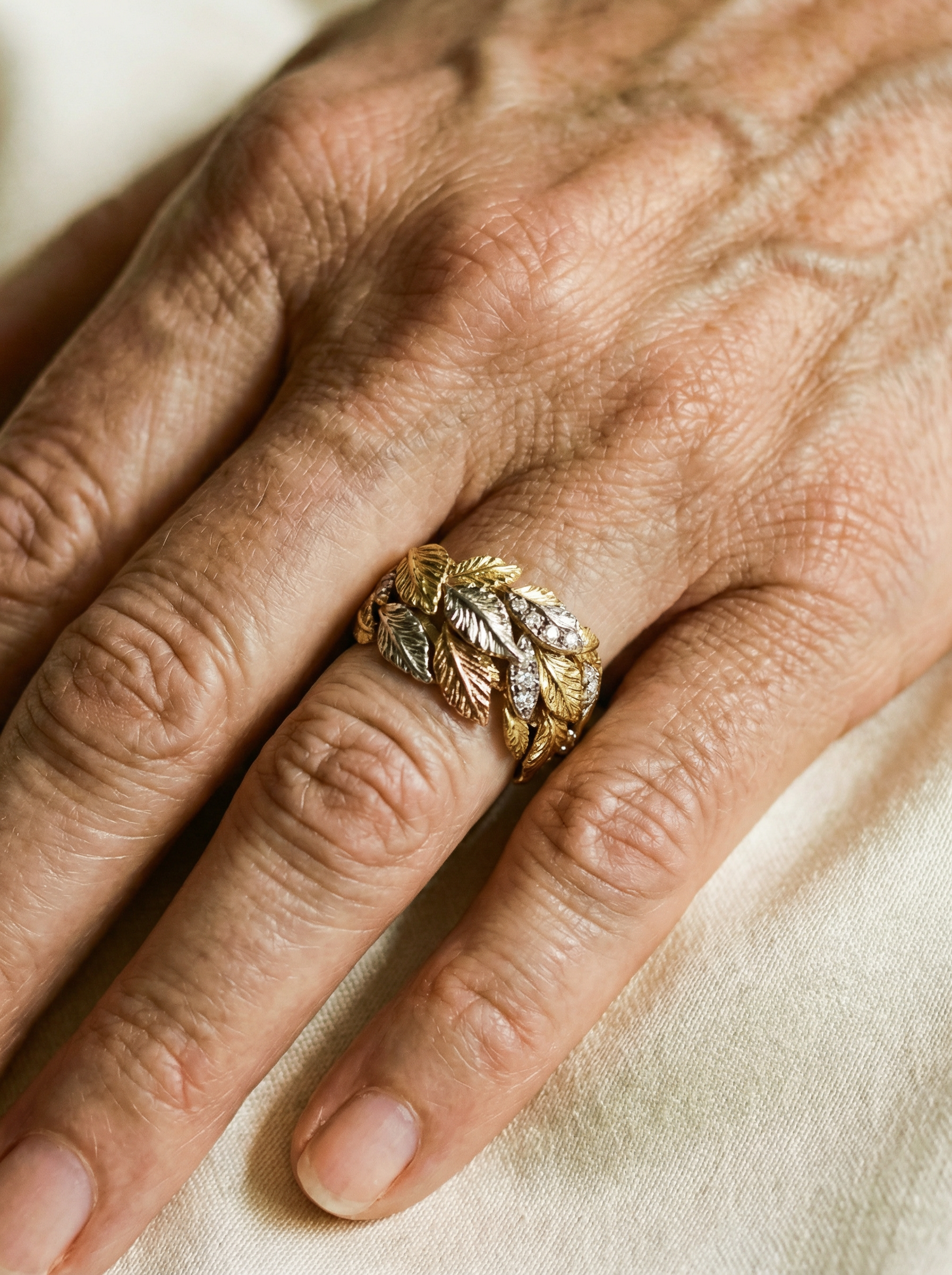 ANILLO OTOÑO DE ORO, PLATA Y COBRE