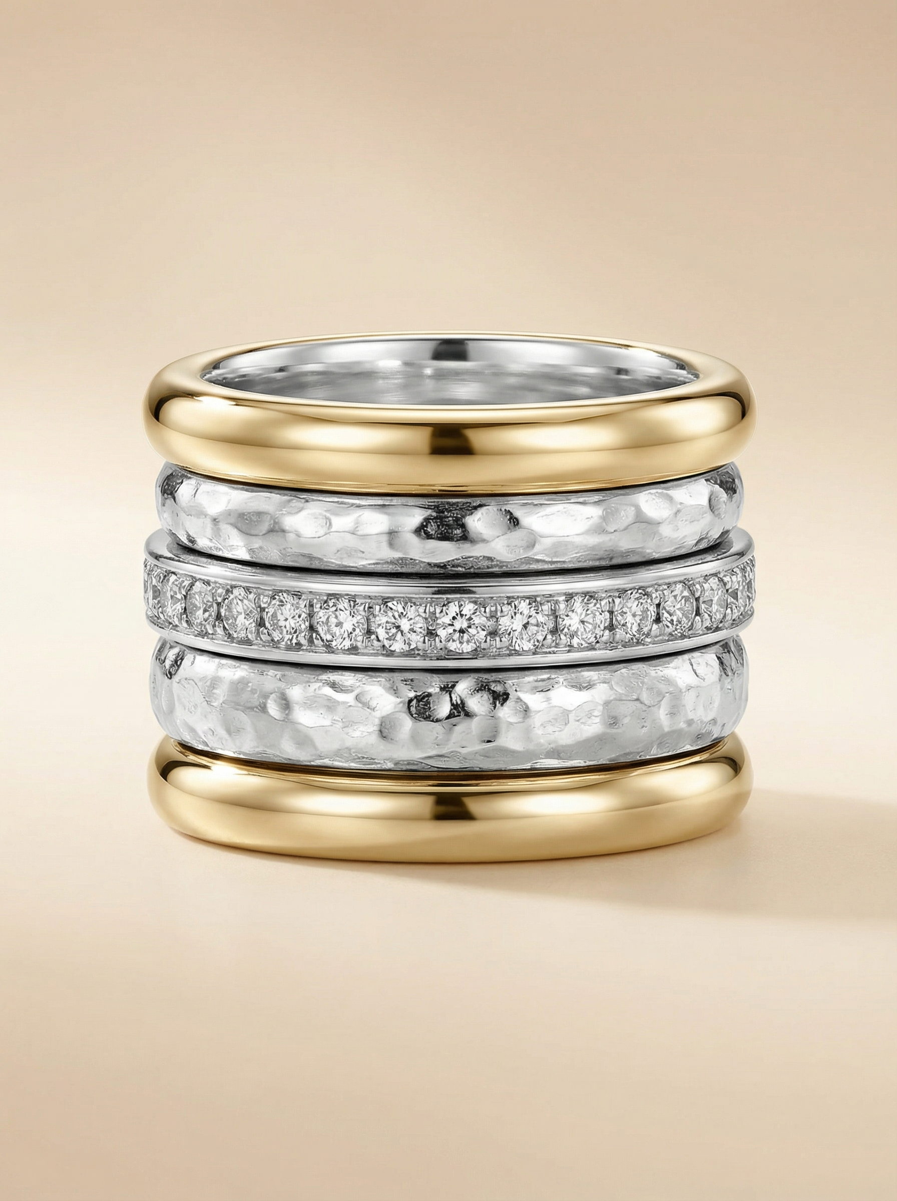 ANILLO VINTAGE DORADO GRUESO EN CAPAS