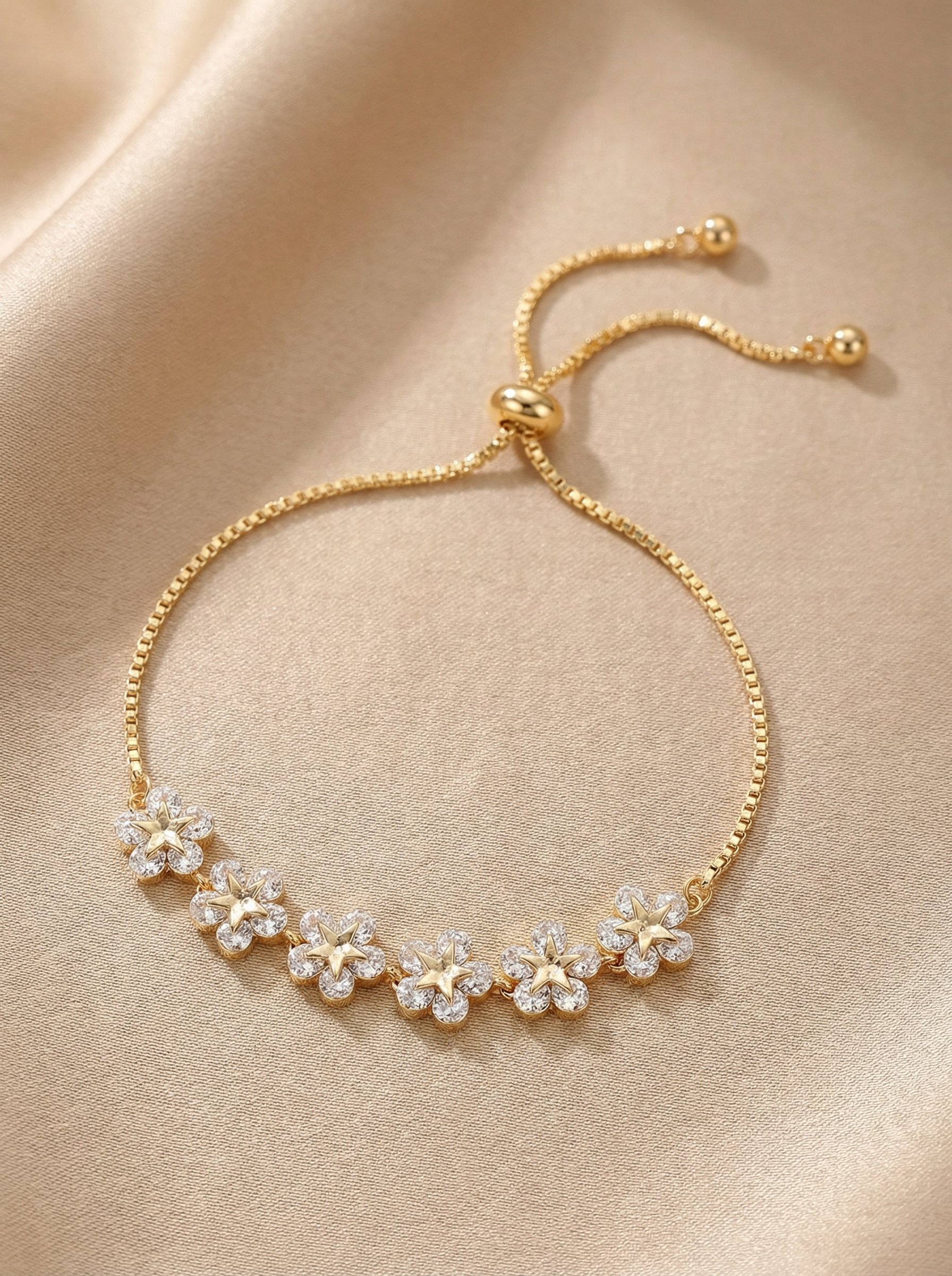 PULSERA MARGARITA DE CRISTAL EN ORO