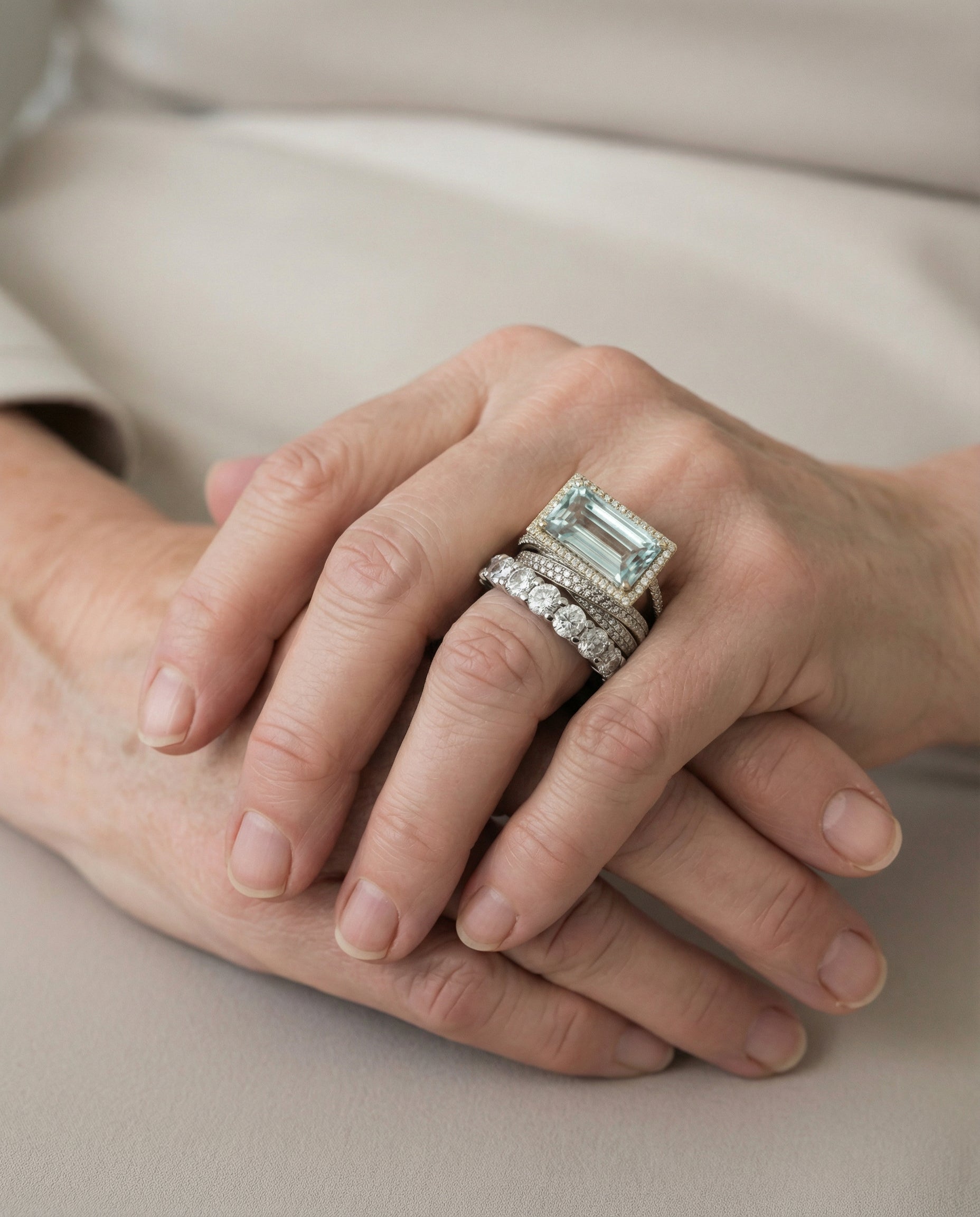 CONJUNTO VINTAGE DE ANILLOS EN PLATA CON TURQUESA DE VIDRIO