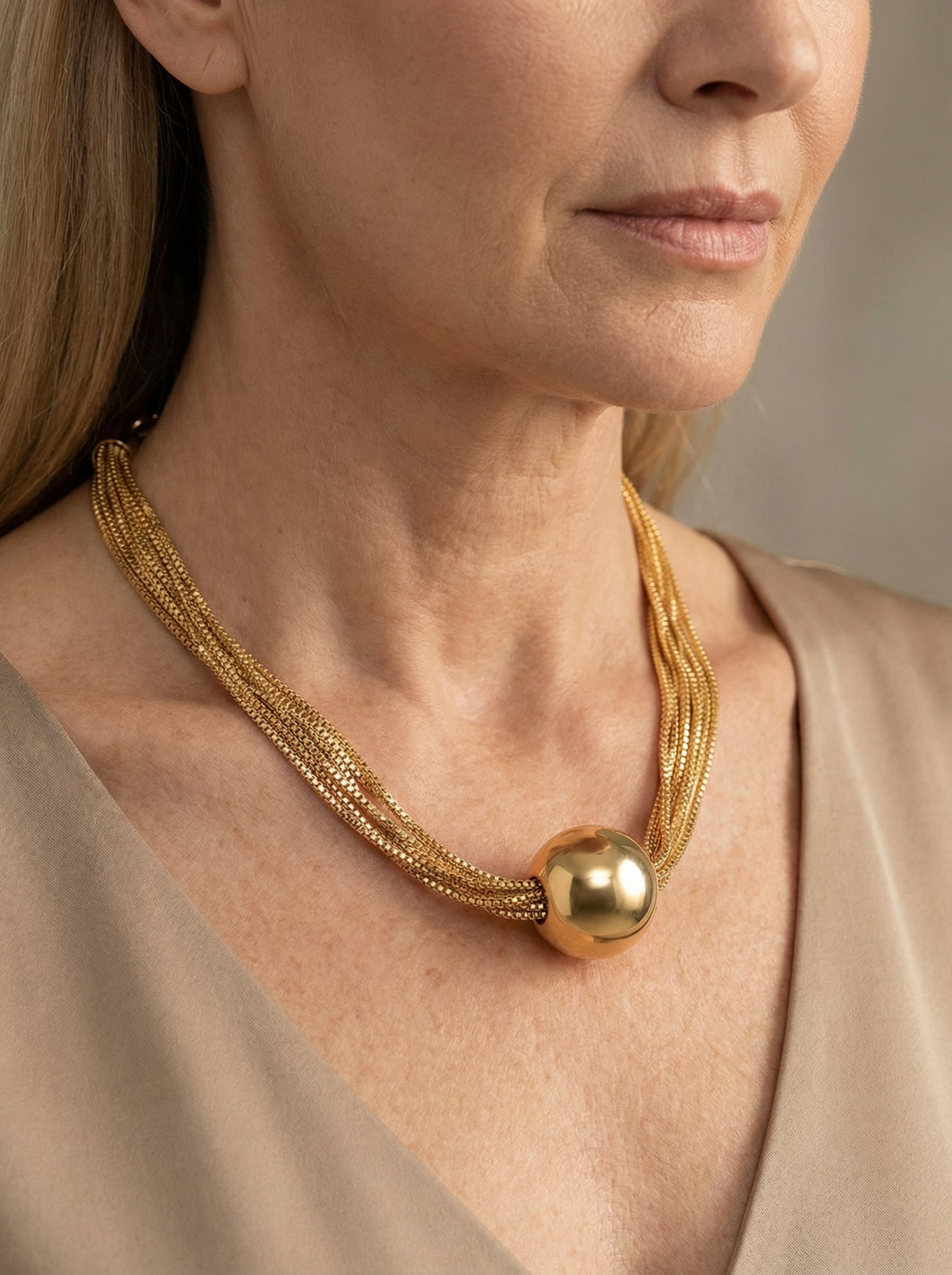 COLLAR VINTAGE CON COLGANTE DE BOLAS MULTICOLORIDAS EN ORO